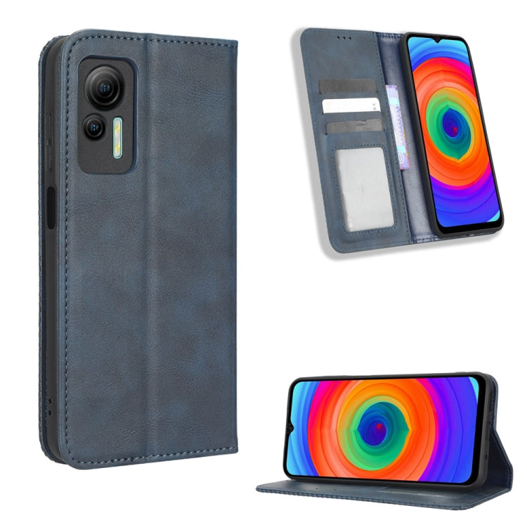 For Ulefone Note 14 Magnetic Buckle Retro Texture Leather Phone Case(Blue) - free shipping - PMC Jewellery - Order now!