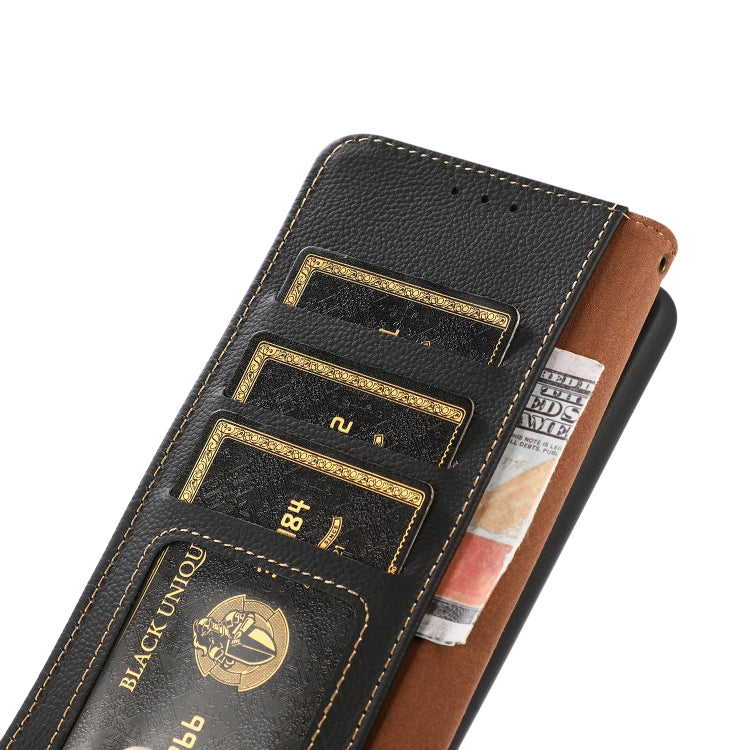 For OnePlus Nord CE 3 KHAZNEH Custer Texture RFID Genuine Leather Phone Case(Black) - OnePlus Cases by PMC TechLife | Online Shopping South Africa | PMC TechLife | Buy Now Pay Later Mobicred