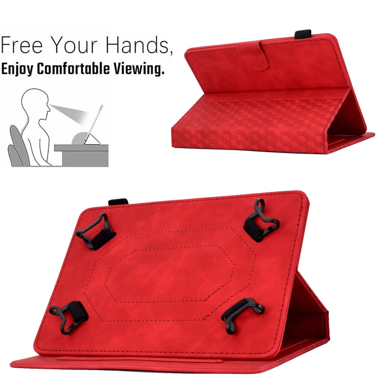 For 8.0 inch Universal Tablet Rhombus Embossed Leather Case(Red) - 8 inch by PMC TechLife | Online Shopping South Africa | PMC TechLife | Buy Now Pay Later Mobicred