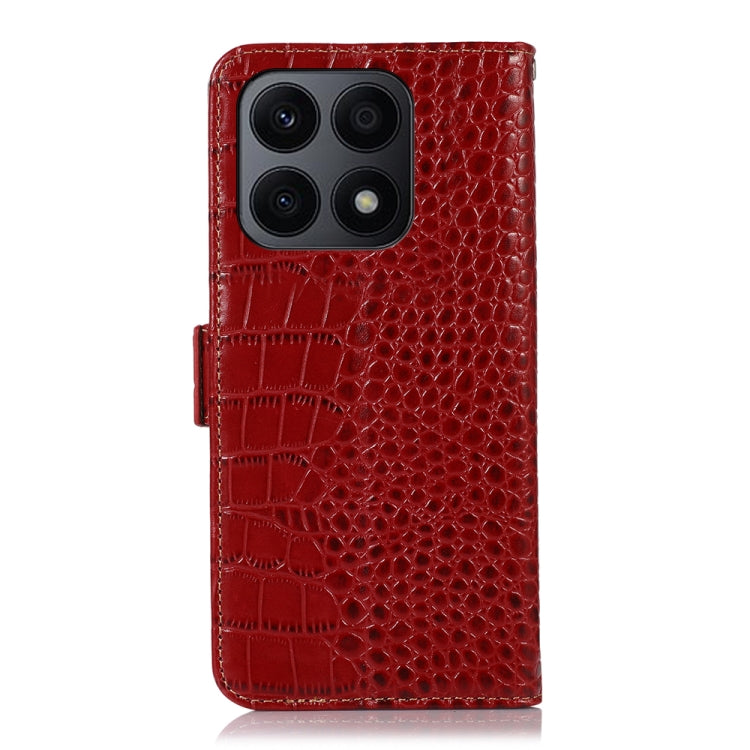 For Honor X8a 4G Crocodile Top Layer Cowhide Leather Phone Case(Red) - Honor Cases by PMC TechLife | Online Shopping South Africa | PMC TechLife | Buy Now Pay Later Mobicred