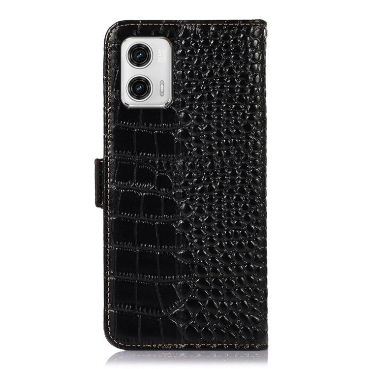 For Motorola Moto G73 5G Crocodile Top Layer Cowhide Leather Phone Case(Black) - Motorola Cases by PMC TechLife | Online Shopping South Africa | PMC TechLife | Buy Now Pay Later Mobicred