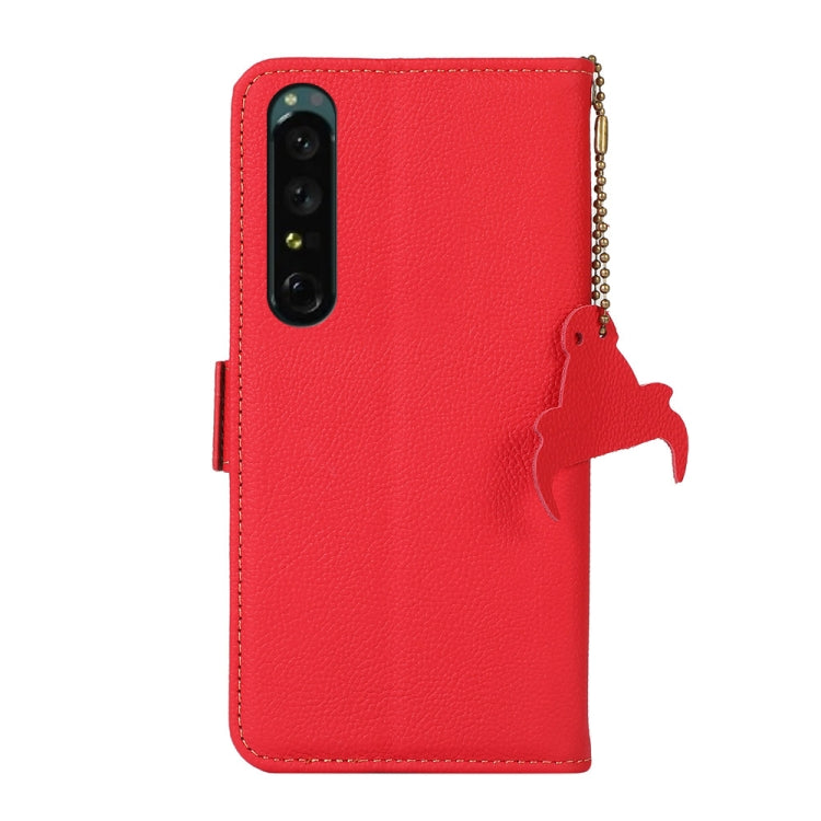 For Sony Xperia 1 IV Side-Magnetic TJ Genuine Leather RFID Phone Case(Red) - Sony Cases by PMC TechLife | Online Shopping South Africa | PMC TechLife | Buy Now Pay Later Mobicred