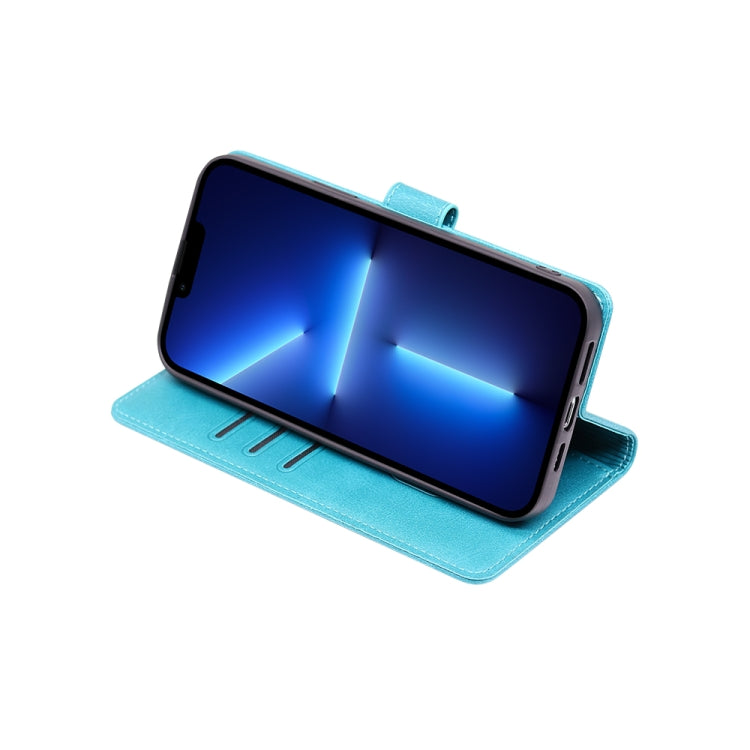 For OPPO A17k Calf Texture Buckle Flip Leather Phone Case(Light Blue) - OPPO Cases by PMC TechLife | Online Shopping South Africa | PMC TechLife