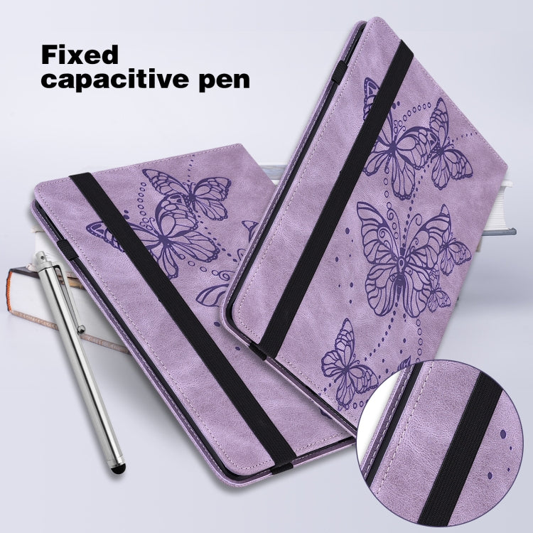 For Lenovo Tab M8 4th Gen Embossed Butterfly Pattern Leather Tablet Case(Purple) - Lenovo by PMC TechLife | Online Shopping South Africa | PMC TechLife | Buy Now Pay Later Mobicred