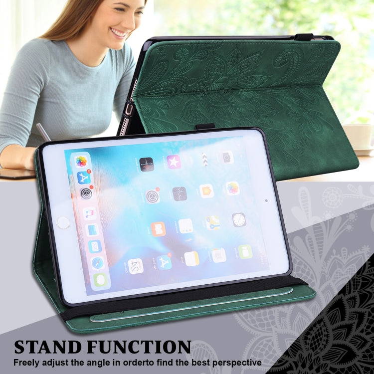 For Lenovo Tab M8 4th Gen Lace Flower Embossing Pattern Leather Tablet Case(Green) - Lenovo by PMC TechLife | Online Shopping South Africa | PMC TechLife | Buy Now Pay Later Mobicred