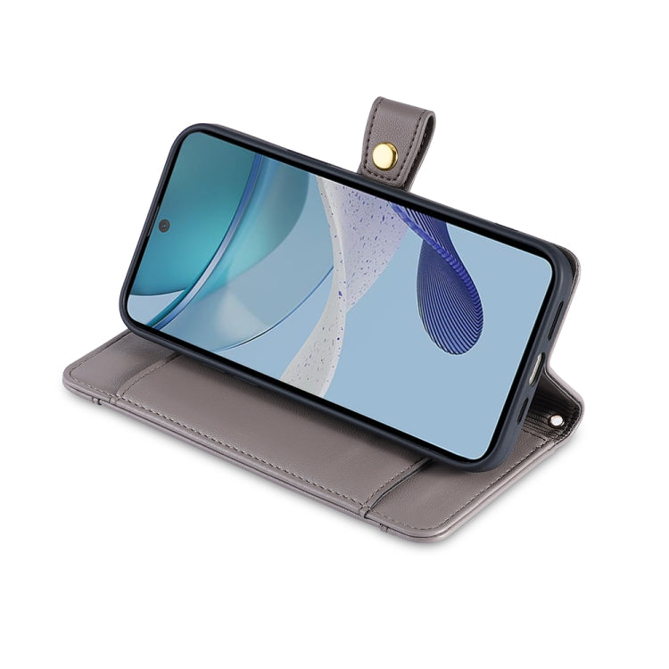 For OnePlus Ace 2/11R Sheep Texture Cross-body Zipper Wallet Leather Phone Case(Grey) - OnePlus Cases by PMC TechLife | Online Shopping South Africa | PMC TechLife | Buy Now Pay Later Mobicred