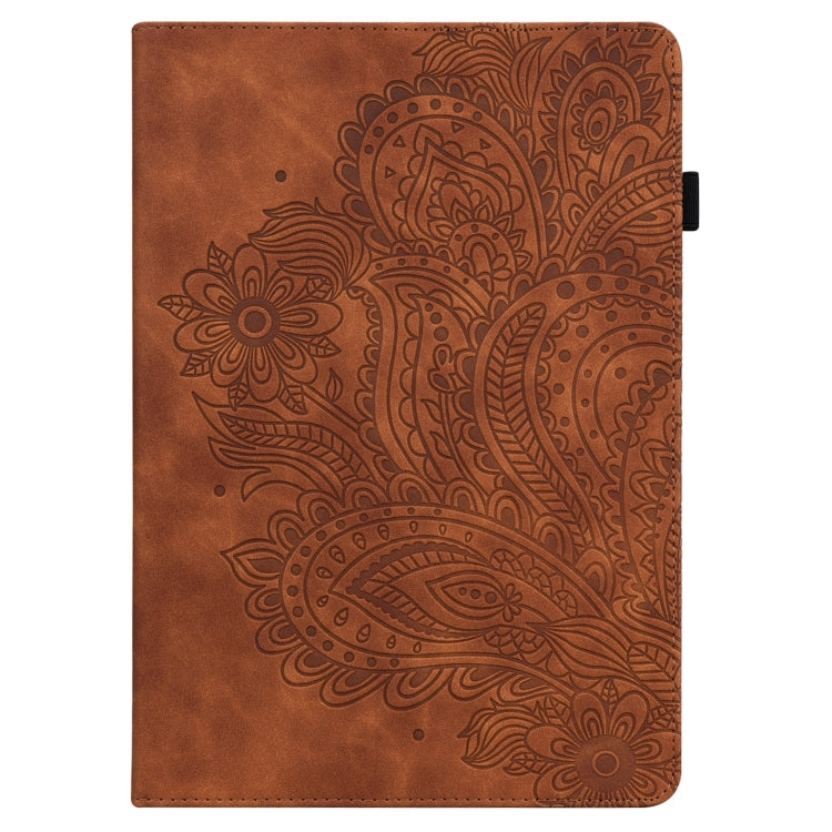 For Lenovo Tab P11 Gen 2 Peacock Embossed Pattern Leather Tablet Case(Brown) - Lenovo by PMC TechLife | Online Shopping South Africa | PMC TechLife | Buy Now Pay Later Mobicred