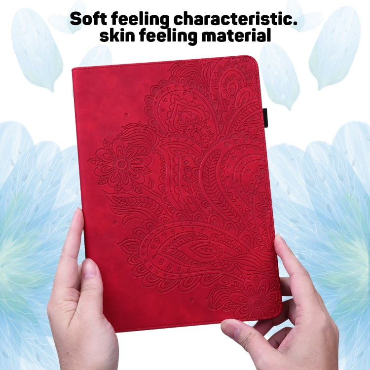 For Huawei MatePad SE 10.4 2022 Peacock Embossed Pattern Leather Tablet Case(Red) - Huawei by PMC TechLife | Online Shopping South Africa | PMC TechLife | Buy Now Pay Later Mobicred