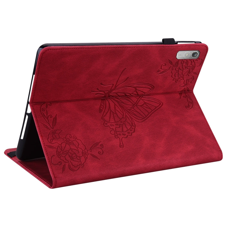 For Lenovo Tab P11 Gen 2 11.5 Butterfly Flower Embossed Leather Tablet Case(Red) - Lenovo by PMC TechLife | Online Shopping South Africa | PMC TechLife | Buy Now Pay Later Mobicred