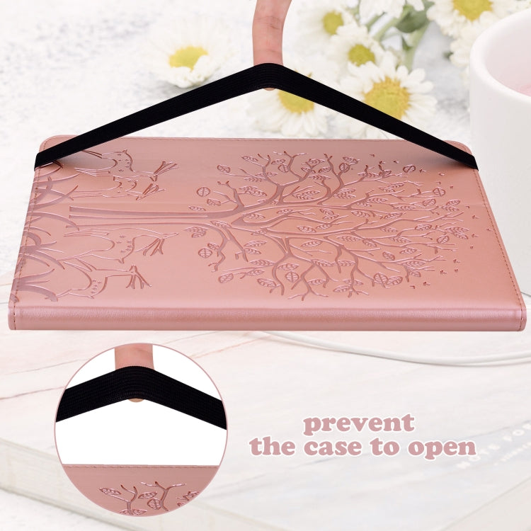 For Lenovo Tab M8 4th Gen TB-300FU Tree & Deer Pattern Embossed Leather Tablet Case(Pink) - Lenovo by PMC TechLife | Online Shopping South Africa | PMC TechLife | Buy Now Pay Later Mobicred