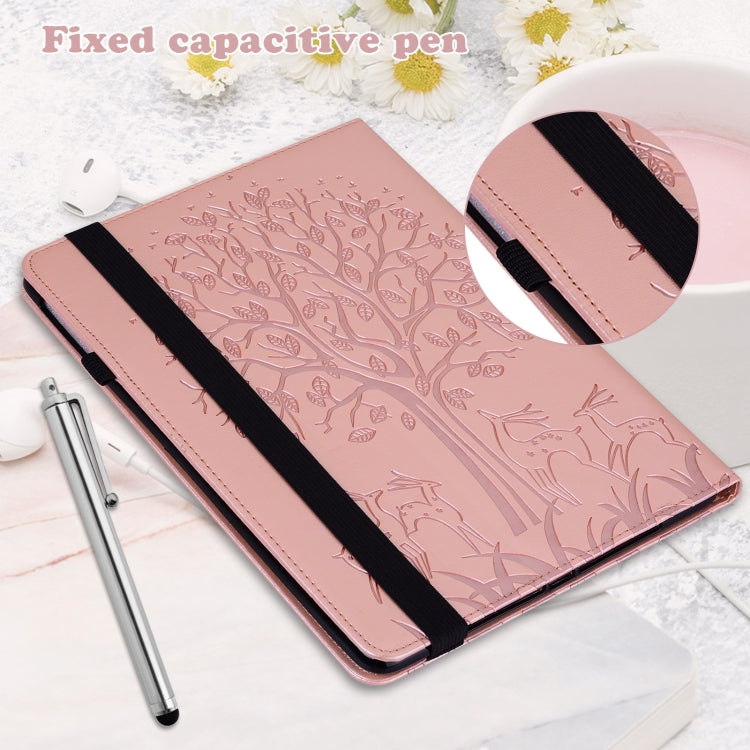 For Lenovo Tab P11 Gen 2 Tree & Deer Pattern Embossed Leather Tablet Case(Pink) - Lenovo by PMC TechLife | Online Shopping South Africa | PMC TechLife | Buy Now Pay Later Mobicred
