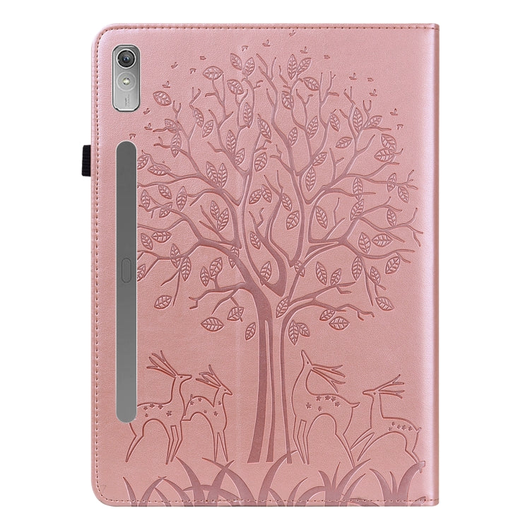 For Lenovo Tab P11 Pro Gen 2 Tree & Deer Pattern Embossed Leather Tablet Case(Pink) - Lenovo by PMC TechLife | Online Shopping South Africa | PMC TechLife | Buy Now Pay Later Mobicred