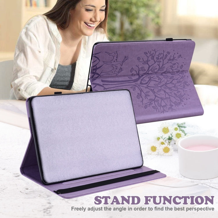 For Huawei MatePad SE 10.4 2022 Tree & Deer Pattern Embossed Leather Tablet Case(Purple) - Huawei by PMC Jewellery | Online Shopping South Africa | PMC Jewellery