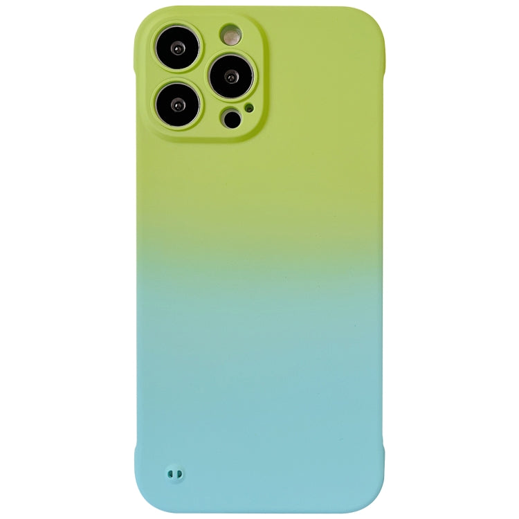 For iPhone 14 Frameless Skin Feel Gradient Phone Case(Green + Light Blue) - iPhone 14 Cases by PMC Jewellery | Online Shopping South Africa | PMC Jewellery | Buy Now Pay Later Mobicred