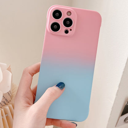 For iPhone 13 Pro Frameless Skin Feel Gradient Phone Case(Pink + Light Blue) - iPhone 13 Pro Cases by PMC Jewellery | Online Shopping South Africa | PMC Jewellery | Buy Now Pay Later Mobicred