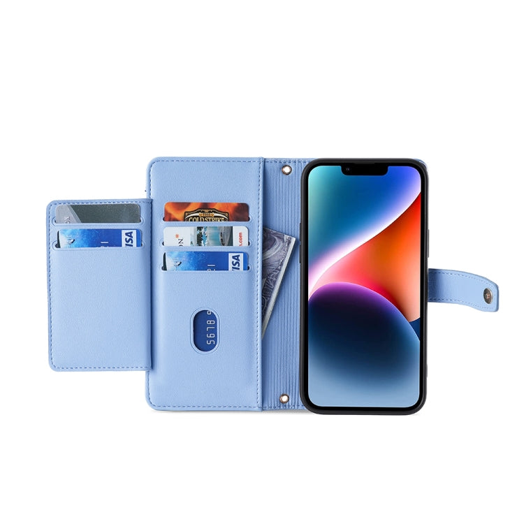 For Honor X8A Sheep Texture Cross-body Zipper Wallet Leather Phone Case(Blue) - Honor Cases by PMC TechLife | Online Shopping South Africa | PMC TechLife | Buy Now Pay Later Mobicred