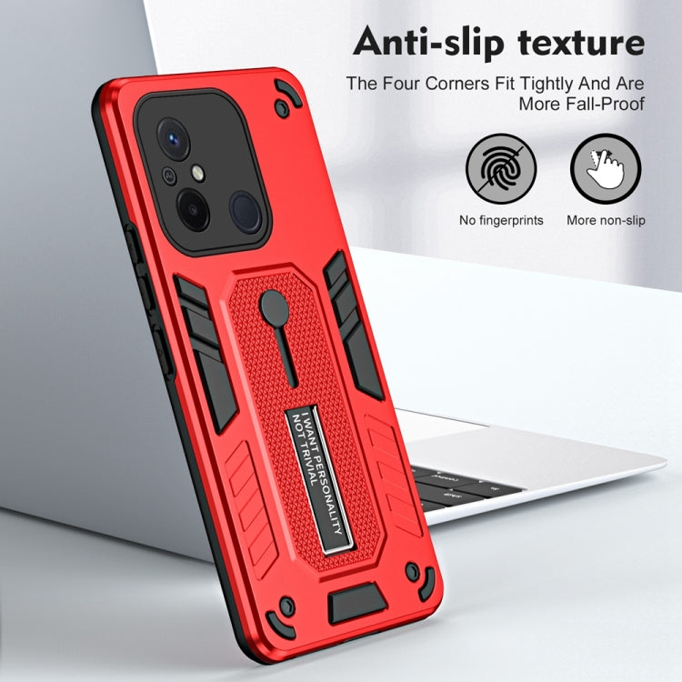 For Xiaomi Redmi 12C / Poco C55 Variety Brave Armor Finger Loop Holder Phone Case(Red) - Xiaomi Cases by PMC Jewellery | Online Shopping South Africa | PMC Jewellery