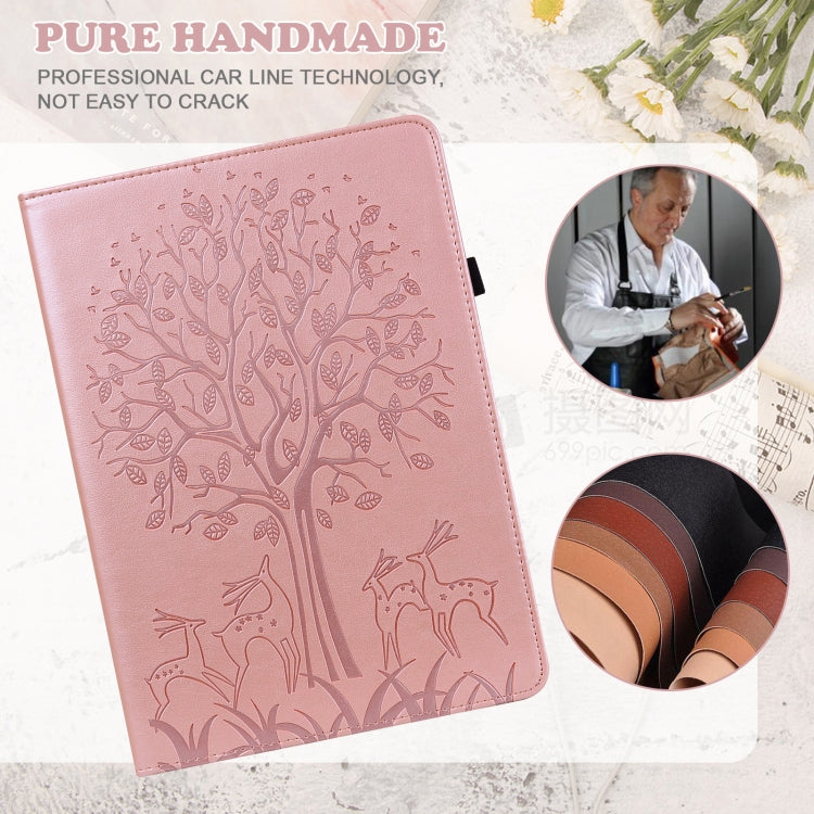 For Lenovo Tab M10 3rd Gen Tree & Deer Pattern Embossed Leather Tablet Case(Pink) - Lenovo by PMC TechLife | Online Shopping South Africa | PMC TechLife | Buy Now Pay Later Mobicred