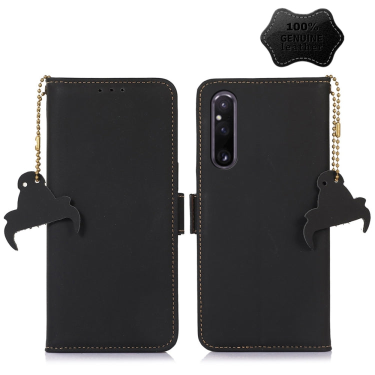 For Sony Xperia 1 V Genuine Leather Magnetic RFID Leather Phone Case(Black) - Sony Cases by PMC TechLife | Online Shopping South Africa | PMC TechLife | Buy Now Pay Later Mobicred