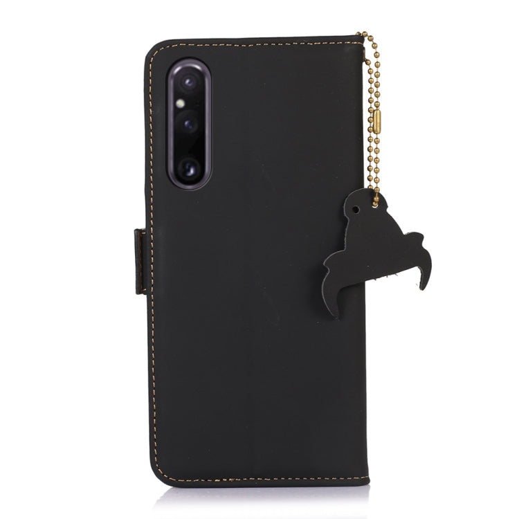 For Sony Xperia 1 V Genuine Leather Magnetic RFID Leather Phone Case(Black) - Sony Cases by PMC TechLife | Online Shopping South Africa | PMC TechLife | Buy Now Pay Later Mobicred