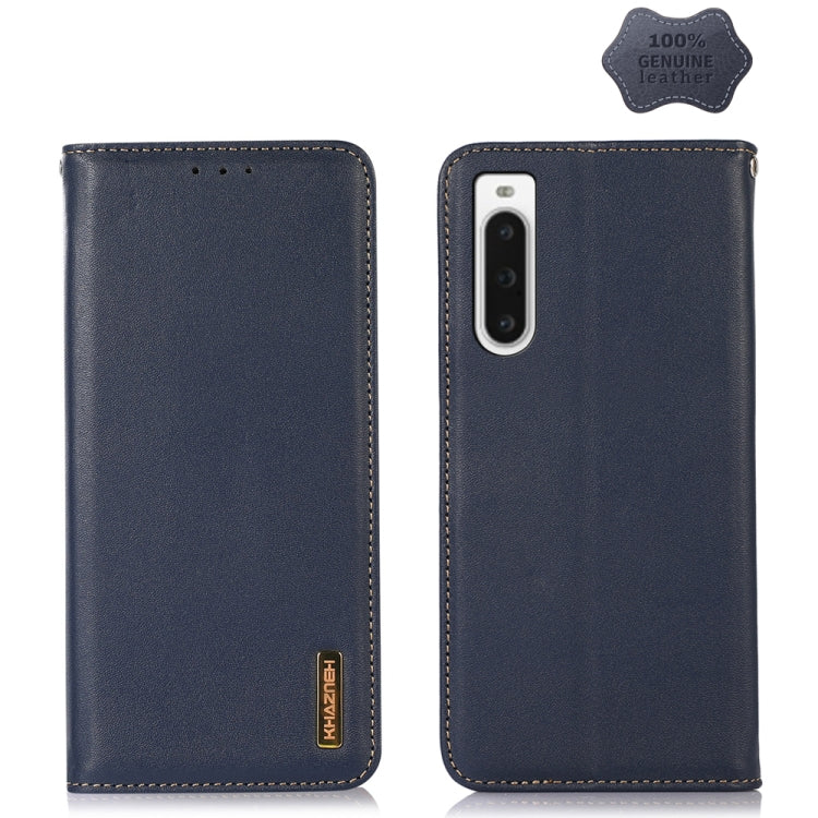 For Sony Xperia 10 V KHAZNEH Nappa Top Layer Cowhide Leather Phone Case(Blue) - Sony Cases by PMC TechLife | Online Shopping South Africa | PMC TechLife | Buy Now Pay Later Mobicred