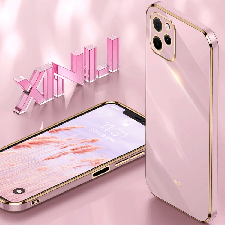 For Huawei nova Y61 XINLI Straight Edge 6D Electroplate TPU Phone Case(Cherry Purple) - Huawei Cases by XINLI | Online Shopping South Africa | PMC TechLife | Buy Now Pay Later Mobicred