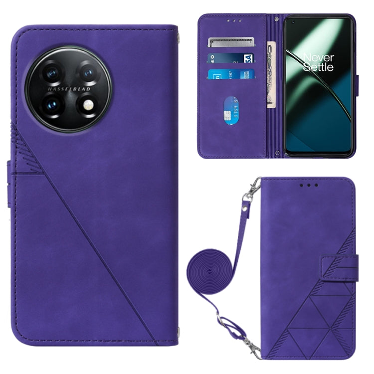 For OnePlus 11 Crossbody 3D Embossed Flip Leather Phone Case(Purple) - OnePlus Cases by PMC TechLife | Online Shopping South Africa | PMC TechLife