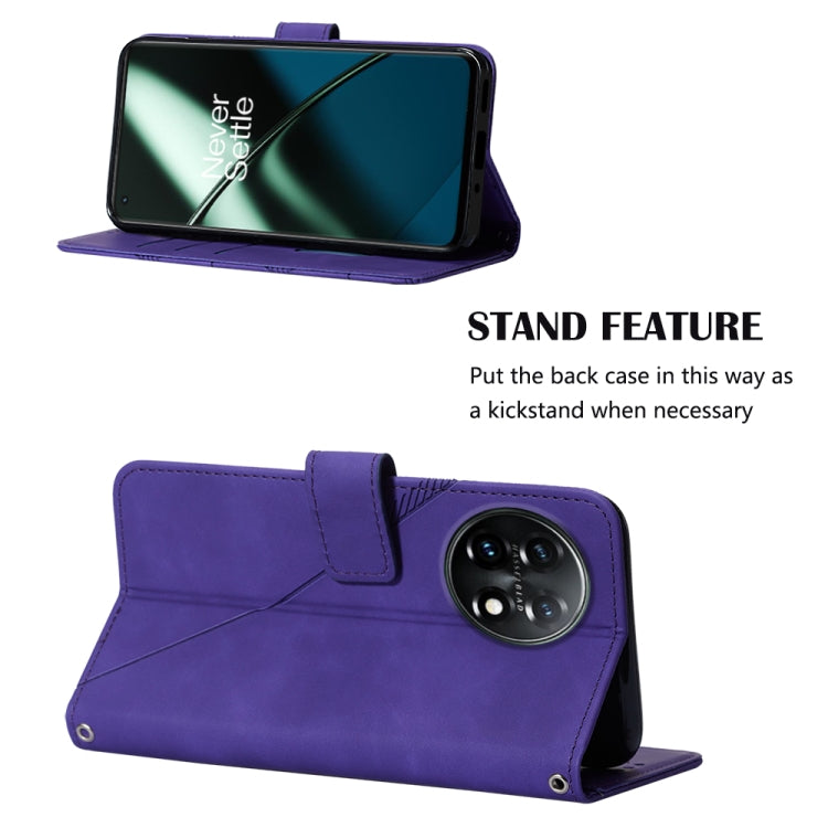 For OnePlus 11 Crossbody 3D Embossed Flip Leather Phone Case(Purple) - OnePlus Cases by PMC TechLife | Online Shopping South Africa | PMC TechLife