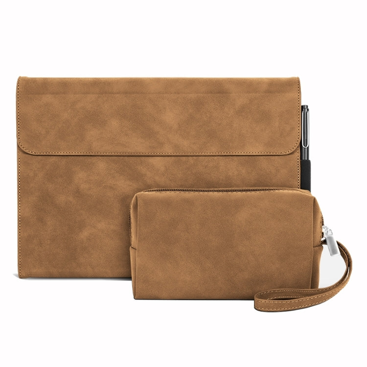 For Microsoft Surface Pro X Sheepskin All-Inclusive Shockproof Protective Case with Power Bag(Brown) - Others by PMC TechLife | Online Shopping South Africa | PMC TechLife | Buy Now Pay Later Mobicred