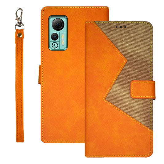 For Ulefone Note 14 idewei Two-color Splicing Leather Phone Case(Orange) - Ulefone Cases by idewei | Online Shopping South Africa | PMC Jewellery | Buy Now Pay Later Mobicred