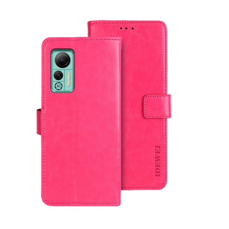 For Ulefone Note 14 idewei Crazy Horse Texture Leather Phone Case with Holder(Rose Red) - Ulefone Cases by idewei | Online Shopping South Africa | PMC Jewellery | Buy Now Pay Later Mobicred