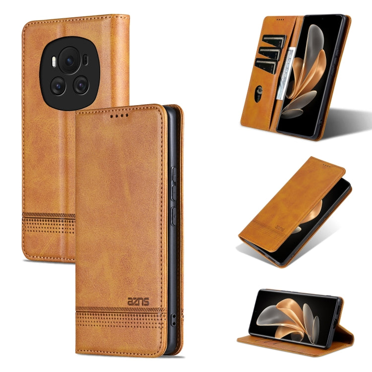 For Honor Magic6 AZNS Magnetic Calf Texture Flip Leather Phone Case(Light Brown) - Honor Cases by AZNS | Online Shopping South Africa | PMC Jewellery | Buy Now Pay Later Mobicred