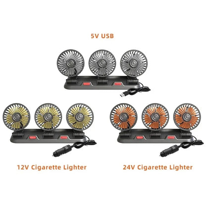 F4310 360-Degree Rotating Adjustable Car Three-Head Fan, Style:12V Cigarette Lighter - Heating & Fans by PMC Jewellery | Online Shopping South Africa | PMC Jewellery | Buy Now Pay Later Mobicred