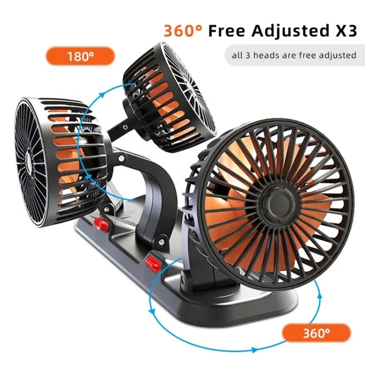 F4310 360-Degree Rotating Adjustable Car Three-Head Fan, Style:24V Cigarette Lighter - Heating & Fans by PMC Jewellery | Online Shopping South Africa | PMC Jewellery | Buy Now Pay Later Mobicred