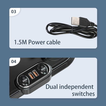 F622U Car Creative Folding Rotatable Double Head Electric Cooling Fan with Dual USB Charging Port, Style:24V Cigarette Lighter - Heating & Fans by PMC Jewellery | Online Shopping South Africa | PMC Jewellery | Buy Now Pay Later Mobicred