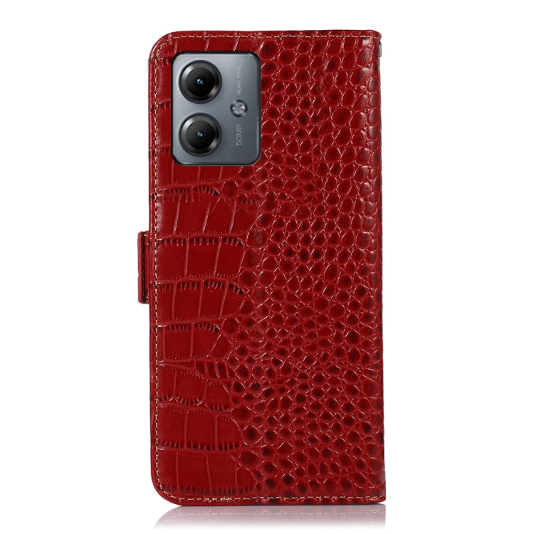 For Motorola Moto G14 4G Crocodile Top Layer Cowhide Leather Phone Case(Red) - Motorola Cases by PMC TechLife | Online Shopping South Africa | PMC TechLife | Buy Now Pay Later Mobicred