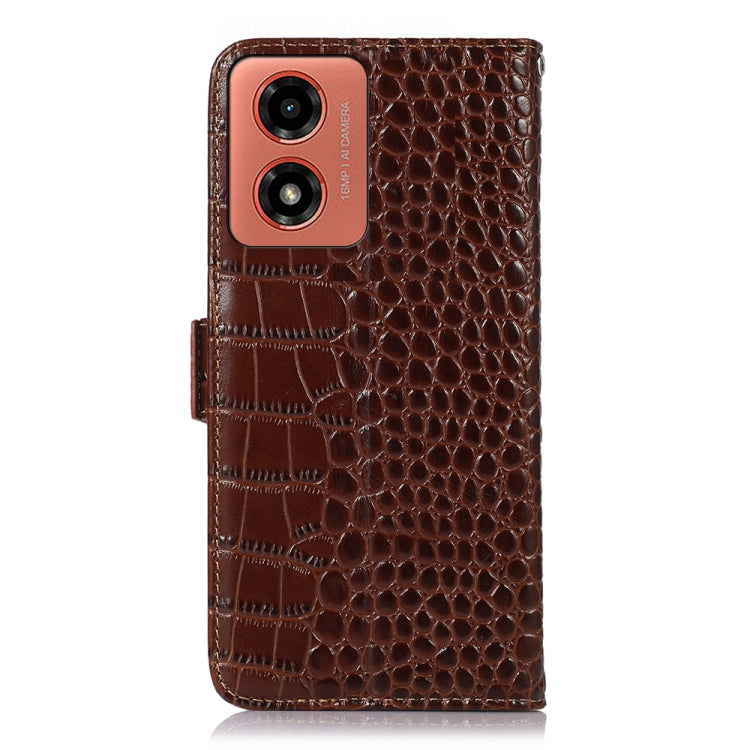 For Motorola Moto G04 / G24 Crocodile Top Layer Cowhide Leather Phone Case(Brown) - Motorola Cases by PMC TechLife | Online Shopping South Africa | PMC TechLife | Buy Now Pay Later Mobicred