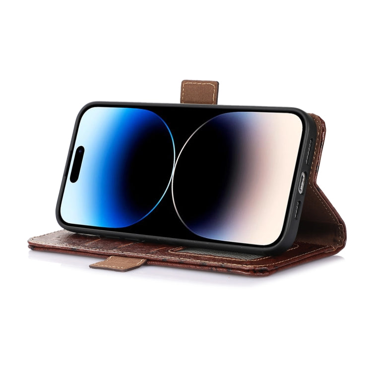 For Nokia C32 4G Ostrich Pattern Genuine Leather RFID Phone Case(Coffee) - Nokia Cases by PMC TechLife | Online Shopping South Africa | PMC TechLife | Buy Now Pay Later Mobicred