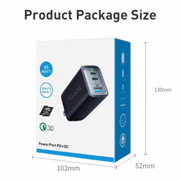 65W Dual PD USB-C / Type-C + USB 3-Port Gan Fast Charging Charger, Plug:US Plug(Black) - USB Charger by PMC Jewellery | Online Shopping South Africa | PMC Jewellery | Buy Now Pay Later Mobicred