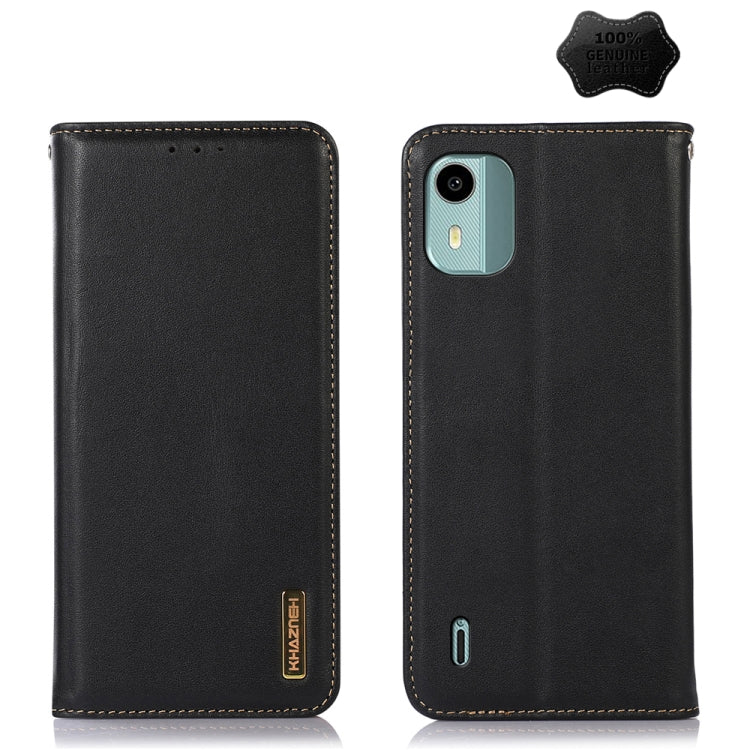 For Nokia C12 4G KHAZNEH Nappa Top Layer Cowhide Leather Phone Case(Black) - Nokia Cases by PMC TechLife | Online Shopping South Africa | PMC TechLife | Buy Now Pay Later Mobicred