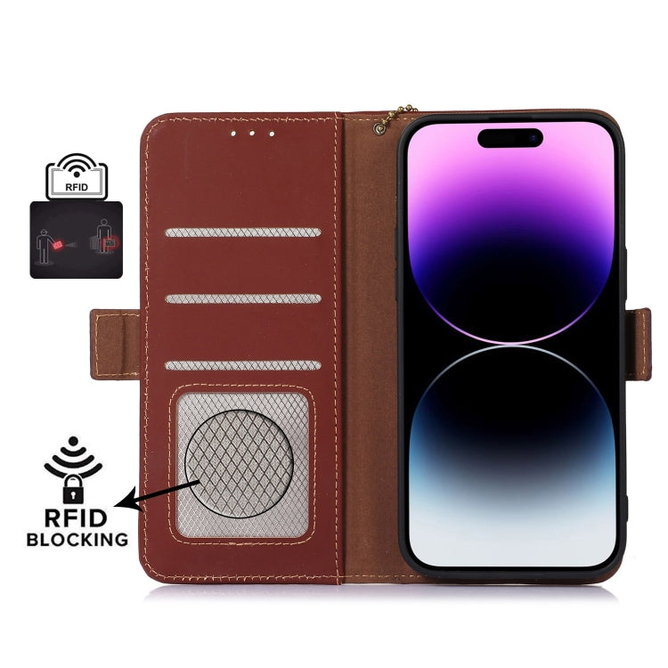 For Nokia C110 Genuine Leather Magnetic RFID Leather Phone Case(Coffee) - Nokia Cases by PMC TechLife | Online Shopping South Africa | PMC TechLife | Buy Now Pay Later Mobicred