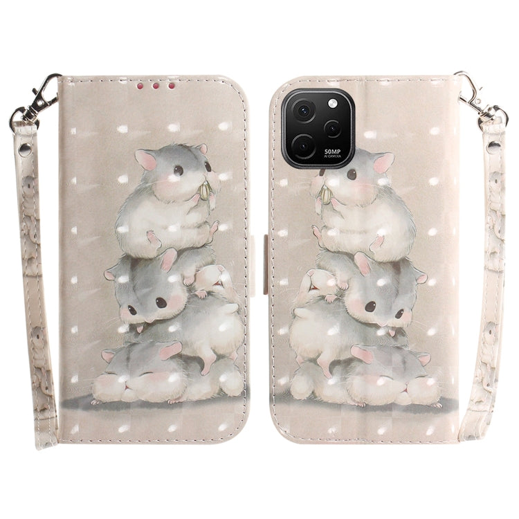 For Huawei nova Y61 / Enjoy 50z 3D Colored Horizontal Flip Leather Phone Case(Squirrels) - Huawei Cases by PMC Jewellery | Online Shopping South Africa | PMC Jewellery