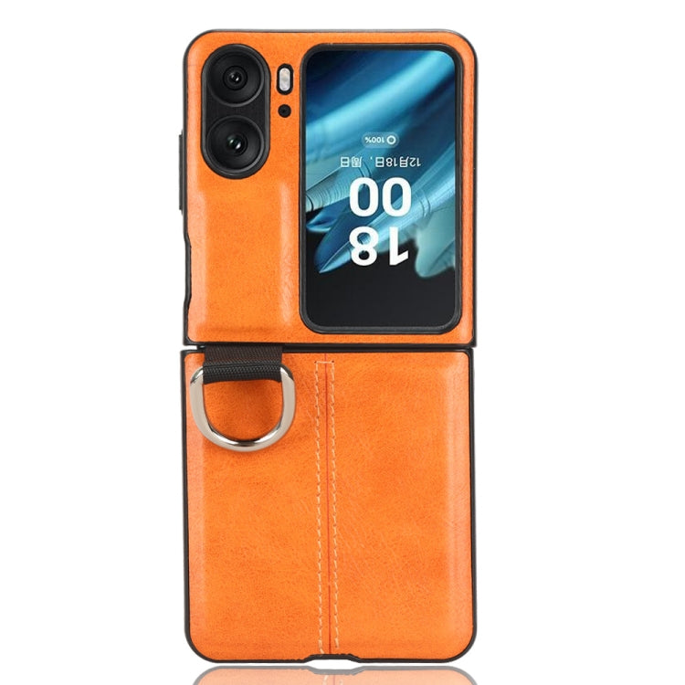 For OPPO Find N2 Flip Vintage Texture Ring Phone Case(Yellow) - Find N2 Flip Cases by PMC TechLife | Online Shopping South Africa | PMC TechLife
