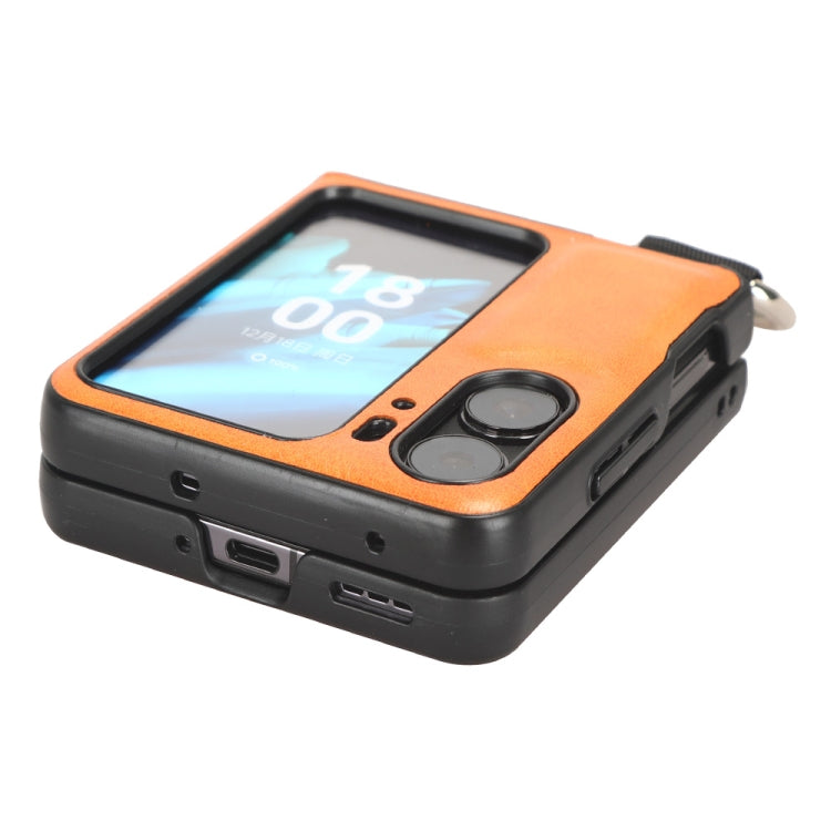 For OPPO Find N2 Flip Vintage Texture Ring Phone Case(Yellow) - Find N2 Flip Cases by PMC TechLife | Online Shopping South Africa | PMC TechLife