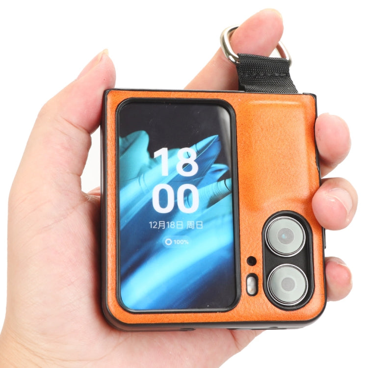 For OPPO Find N2 Flip Vintage Texture Ring Phone Case(Yellow) - Find N2 Flip Cases by PMC TechLife | Online Shopping South Africa | PMC TechLife