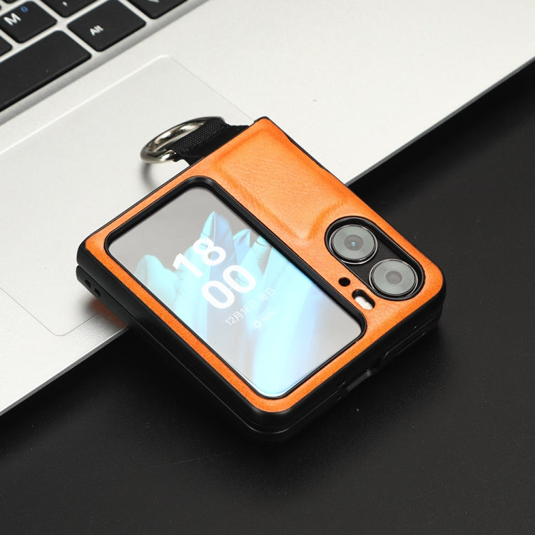 For OPPO Find N2 Flip Vintage Texture Ring Phone Case(Yellow) - Find N2 Flip Cases by PMC TechLife | Online Shopping South Africa | PMC TechLife