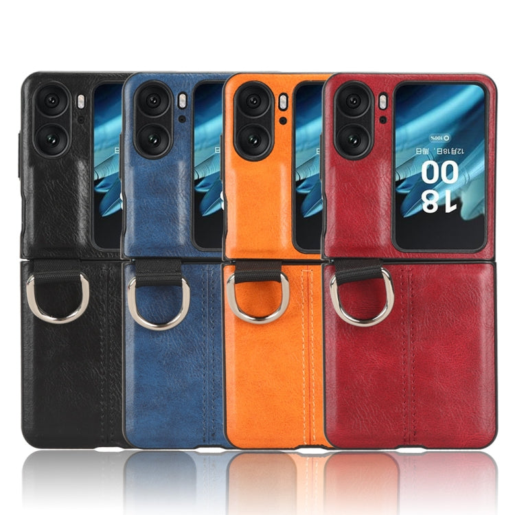 For OPPO Find N2 Flip Vintage Texture Ring Phone Case(Yellow) - Find N2 Flip Cases by PMC TechLife | Online Shopping South Africa | PMC TechLife