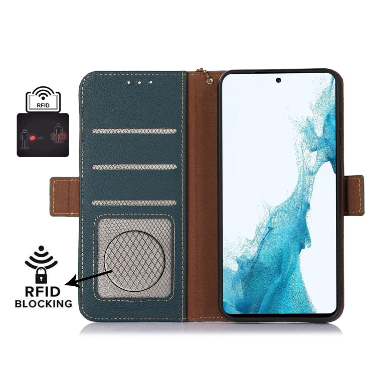 For Nokia C12 4G Side-Magnetic TJ Genuine Leather RFID Phone Case(Green) - Honor Cases by PMC TechLife | Online Shopping South Africa | PMC TechLife | Buy Now Pay Later Mobicred