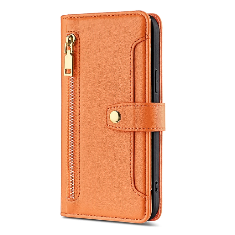 For Infinix Zero 20 Sheep Texture Cross-body Zipper Wallet Leather Phone Case(Orange) - Infinix Cases by PMC TechLife | Online Shopping South Africa | PMC TechLife | Buy Now Pay Later Mobicred