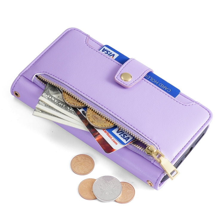 For Infinix Zero 20 Sheep Texture Cross-body Zipper Wallet Leather Phone Case(Purple) - Infinix Cases by PMC TechLife | Online Shopping South Africa | PMC TechLife | Buy Now Pay Later Mobicred